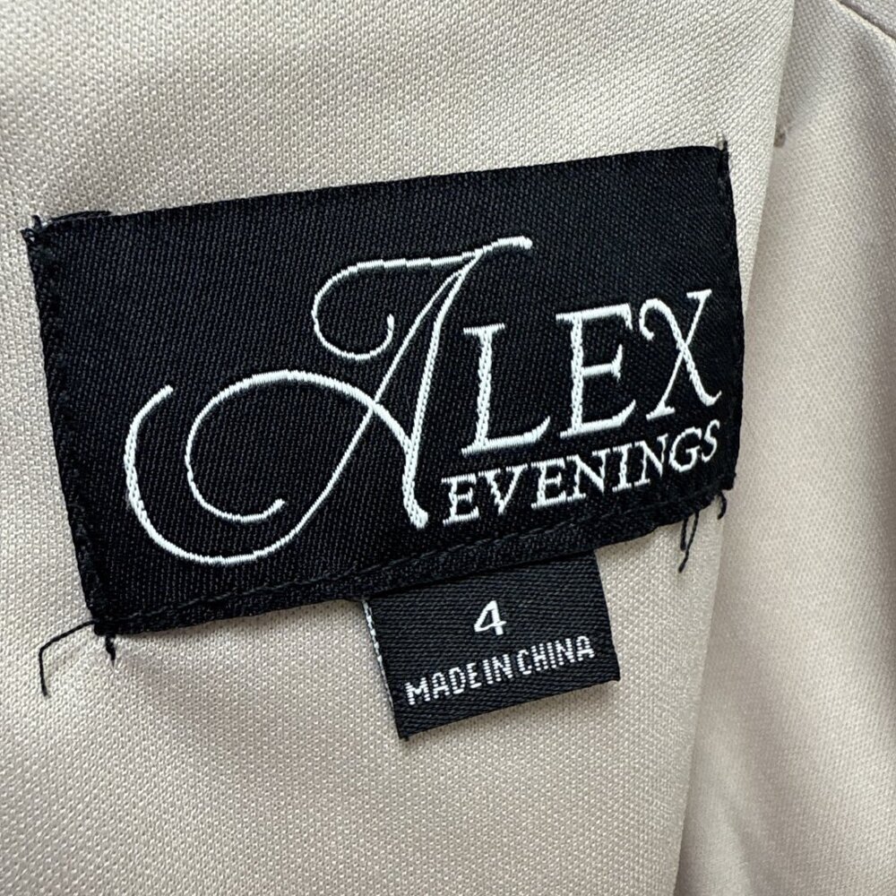 Alex Evenings Taupe Lace-Top Midi Dress with Bow - Picture 11 of 15